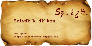 Szivák Ákos névjegykártya